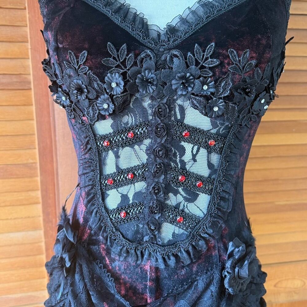 Devil Fashion Gothic Victorian Vampire Vkei Murderous Intents Velvet Dress - Picture 4 of 17